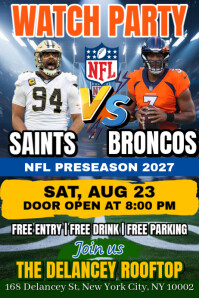 NFL 2025: Saints Vs Broncos Watch Party Poster Template