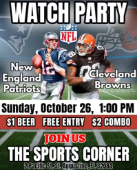 NFL 2025: Watch Party Browns vs Patriots Instagram Template