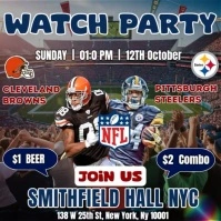 NFL 2025: Watch Party Cleveland Browns vs Pittsburgh Steelers Instagram Template