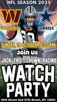 NFL 2025: Watch Party Commanders vs Cowboys Instagram Template