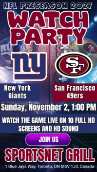 NFL 2025: Watch Party Giants vs 49ers Instagram Template