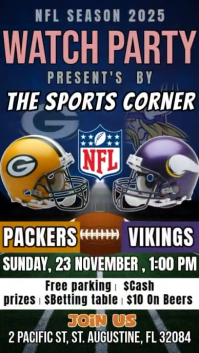 NFL 2025: Watch Party Packers vs Vikings Instagram Template
