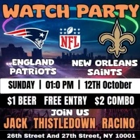 NFL 2025: Watch Party Patriots vs Saints Instagram Template