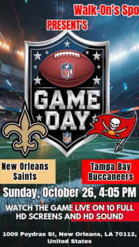 NFL 2025: Watch Party Saints vs Buccaneers Instagram Template
