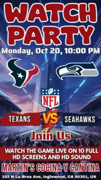 NFL 2025: Watch Party Texans vs Seahawks Instagram Template