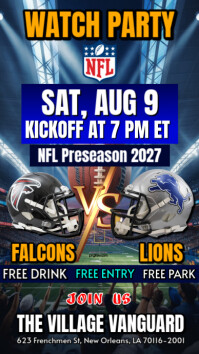 NFL 2025 : Atlanta Falcons Vs Detroit Lions Watch Party Instagram Story Template