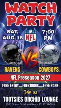 NFL 2025 : Dallas Cowboys Vs Baltimore Ravens Watch Party Instagram Story Template