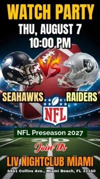 NFL 2025 Seahawks Vs Raiders Watch Party Instagram Template