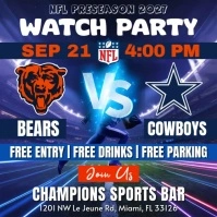 NFL 2025  Bears Vs Cowboys Watch Party Instagram Post Template
