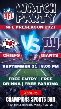 NFL 2025 Giants Vs Chiefs Watch Party Instagram Story Template