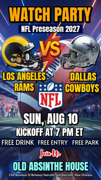 NFL 2025 Rams Vs Cowboys Watch Party Instagram Post Template