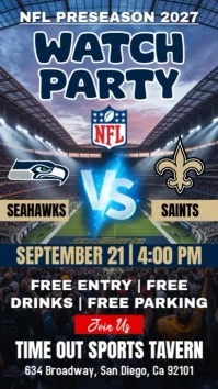 NFL 2025 Seahawks Vs Saints Watch Party Instagram Story Template