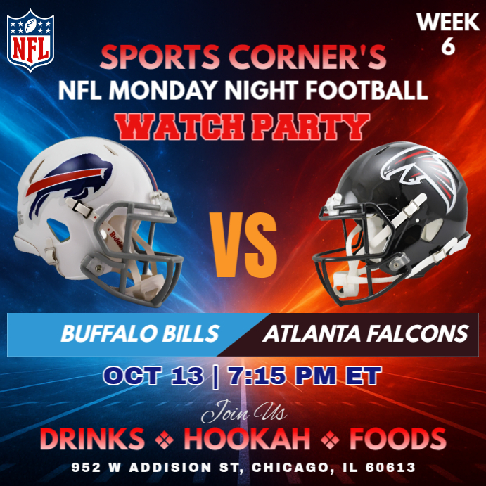Nfl Monday Night Football Watch Party Template | PosterMyWall