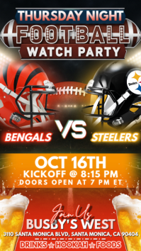 NFL 2025 Week 7: Cincinnati Bengals vs Pittsburgh Steelers Watch Party Instagram Post Template