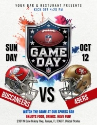 NFL 2025: Buccaneers vs 49ers Watch Party Instagram Reels Template Ulotka (US Letter)