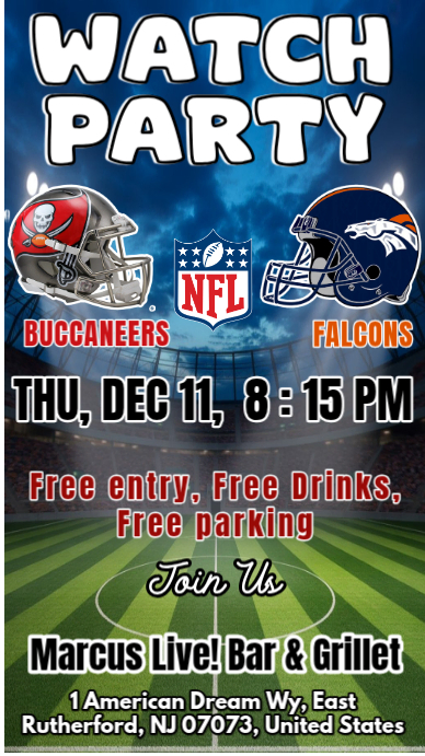 NFL 2025: Watch Party Buccaneers vs Falcons Instagram Template Instagram-verhaal