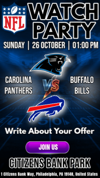 NFL 2025: Watch Party Panthers vs Bills Instagram Template