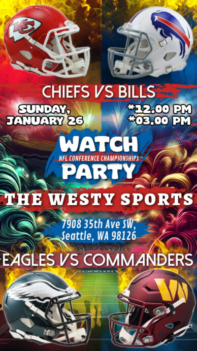 Nfl Conference Layout NFL Conference Championships Watch Party Design Template Chiefs vs ...