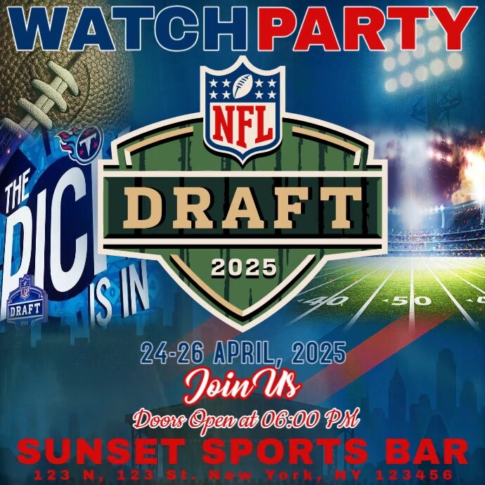 NFL Draft 2025 Watch Party Instagram Post Template