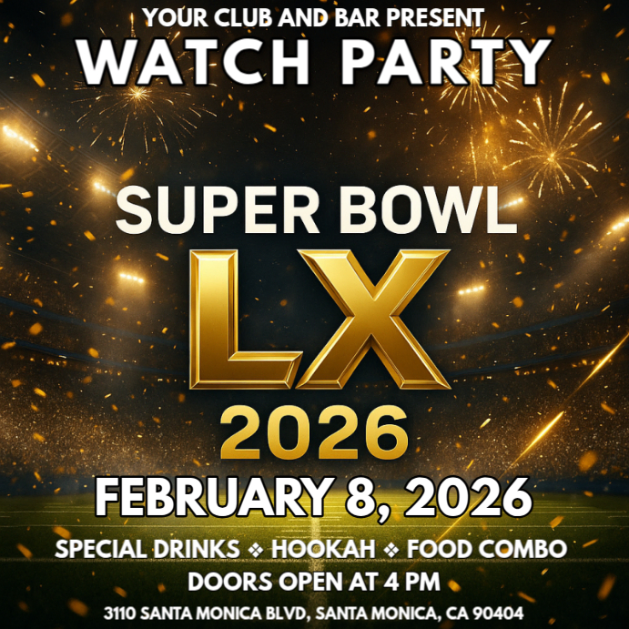 Plantilla de Nfl Final Superbowl Lx 2026 Watch Party Instagram Post ...