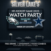 Hitam NFL Kickoff Game Watch Party Сообщение Instagram Template