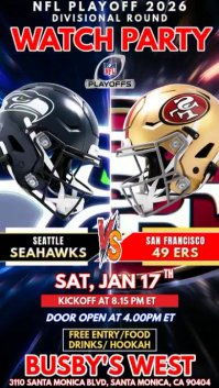 Nfl Playoff 2026: Seattle Seahawks Vs. San Francisco 49ers Watch Party Social Media Template. Insta Historia de Instagram