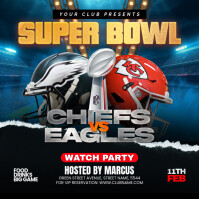 Czarny Super Bowl Watch Party Persegi Template
