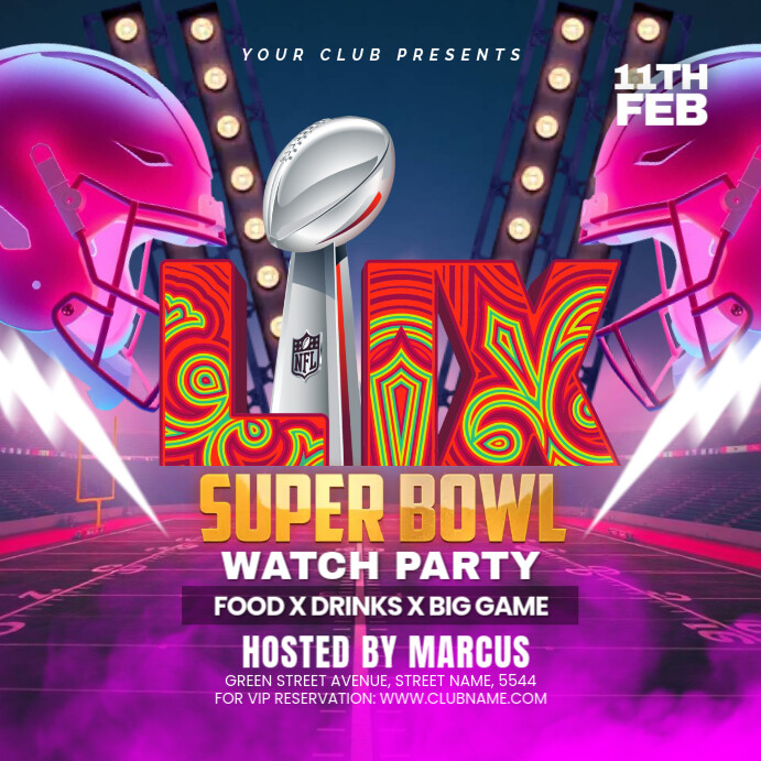 NFL PLAYOFFS, super bowl flyer Kvadrat (1:1) template