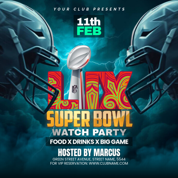 NFL PLAYOFFS, super bowl flyer Vierkant (1:1) template