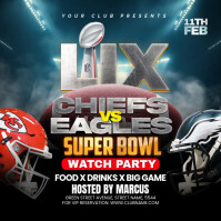 Black Super Bowl Watch Party Vierkant Template