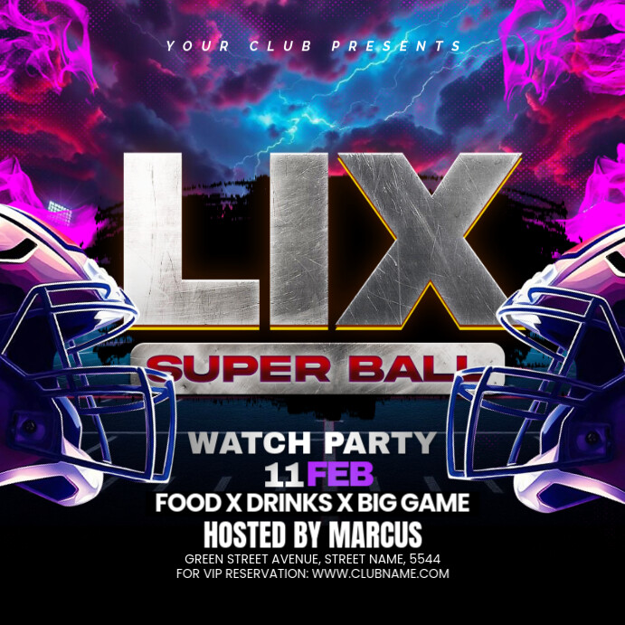 NFL PLAYOFFS, super bowl flyer Quadrat (1:1) template