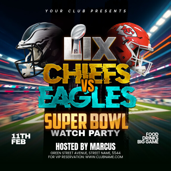 NFL PLAYOFFS, super bowl flyer Square (1:1) template