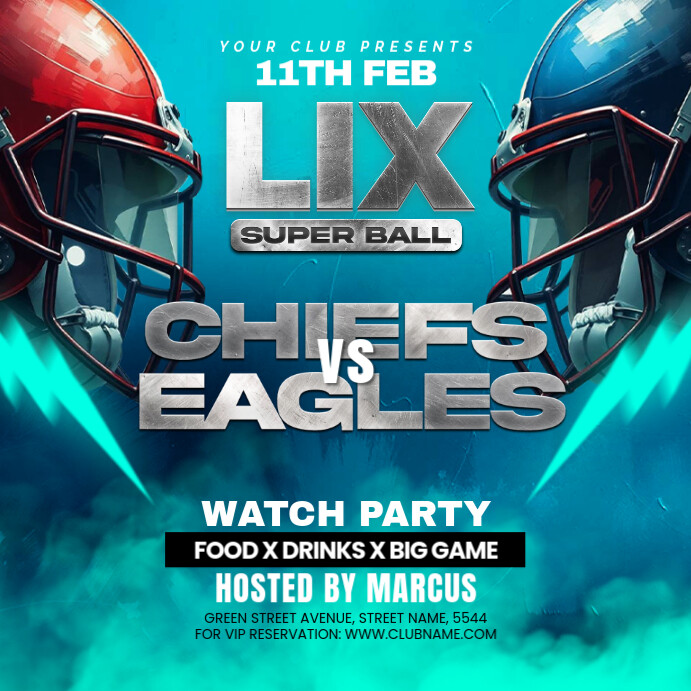 NFL PLAYOFFS, super bowl flyer Square (1:1) template