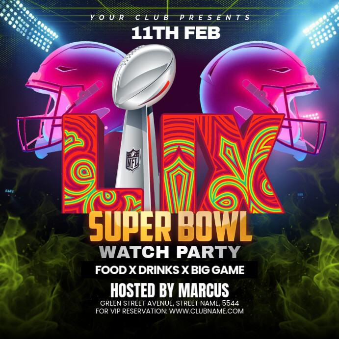 NFL PLAYOFFS, super bowl flyer Kwadrat (1:1) template