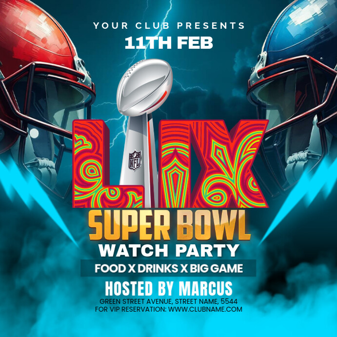 NFL PLAYOFFS, super bowl flyer Square (1:1) template