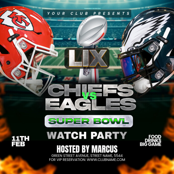 NFL PLAYOFFS, super bowl flyer Square (1:1) template