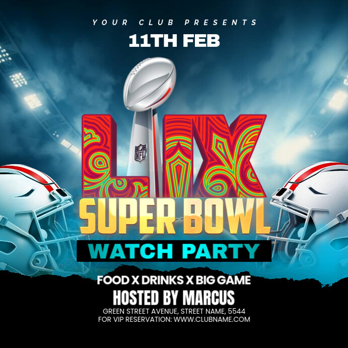 NFL PLAYOFFS, super bowl flyer Square (1:1) template