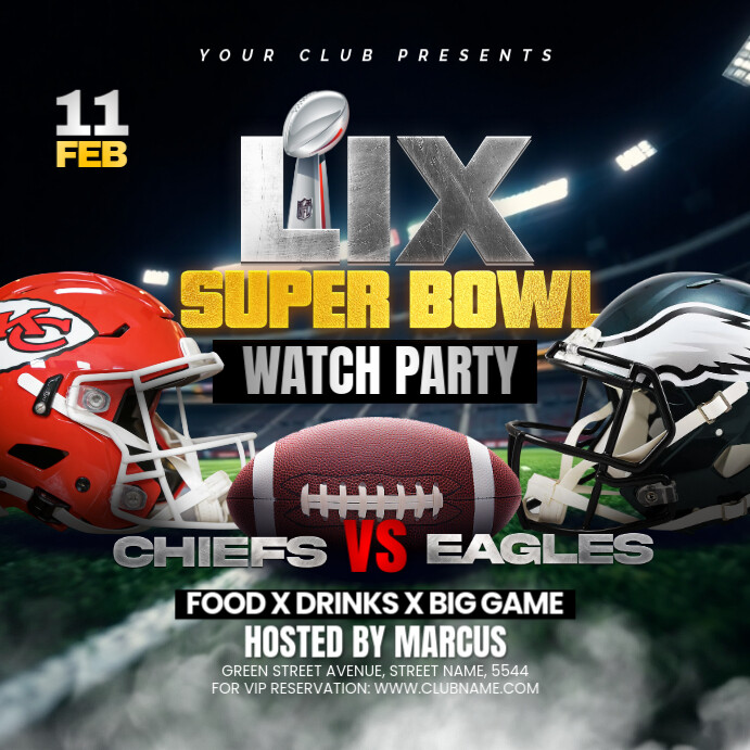 NFL PLAYOFFS, super bowl flyer Square (1:1) template