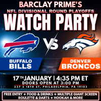 NFL Playoffs 2026: Buffalo Bills at Denver Broncos Watch Party Social Media Template Instagram Post