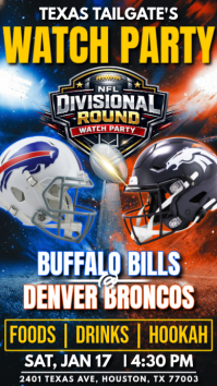 NFL Playoffs 2026: Buffalo Bills at Denver Broncos Watch Party Social Media Template Instagram Story