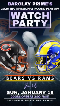 NFL Playoffs 2026: Los Angeles Rams @ Chicago Bears Watch Party Instagram Story Template