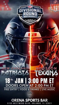 NFL Playoffs 2026: New England Patriots vs Houston Texans Watch Party Instagram Story Template