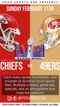 NFL PLAYOFFS chiefs vs 49ers, super bowl flye Instagram Story template