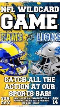 nfl playoffs lions vs rams flyer design Instagram Story template