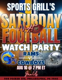 NFL Preseason 2025: Los Angeles Rams vs Dallas Cowboys Football Watch Party Flyer(US) template