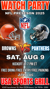 Nfl Preseason 2025 : Cleveland Browns Vs Carolina Panthers Watch Party Historia de Instagram template