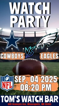 Nfl Regular Season 2025 Cowboys VS Eagles Watch Party Templet Historia de Instagram template