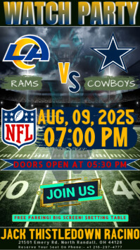 Nfl Preseason 2025 Rams Vs Cowboys Watch Party Templet Instagram Story template