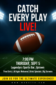 NFL Season Kickoff Watch Party Flyer | Sports Bar Live Game Template Póster