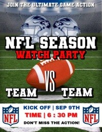 Green NFL Season Watch Party ใบปลิว Template